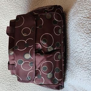 AARP Brown And Green Polka Dots Heavyduty Canvas Large Shoulder Tote Bag